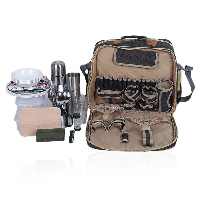 Camping Cooking Dishes - Przenośny Luksusowy Zestaw Naczyń Kempingowych i