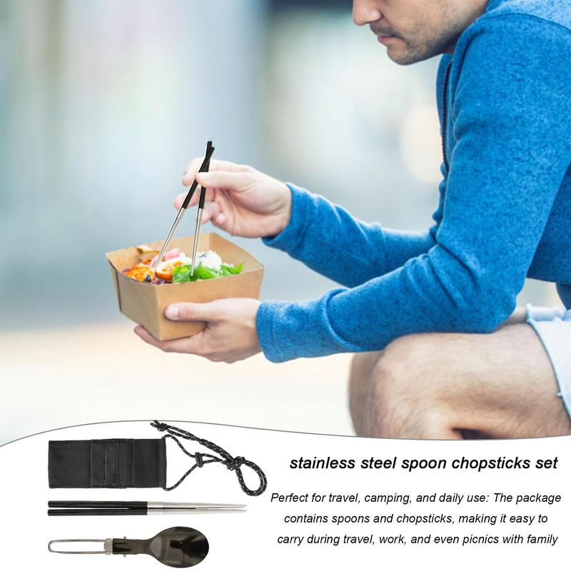 Camping Cooking Cutlery Set - Składane pałeczki z łyżką Podróżny zestaw