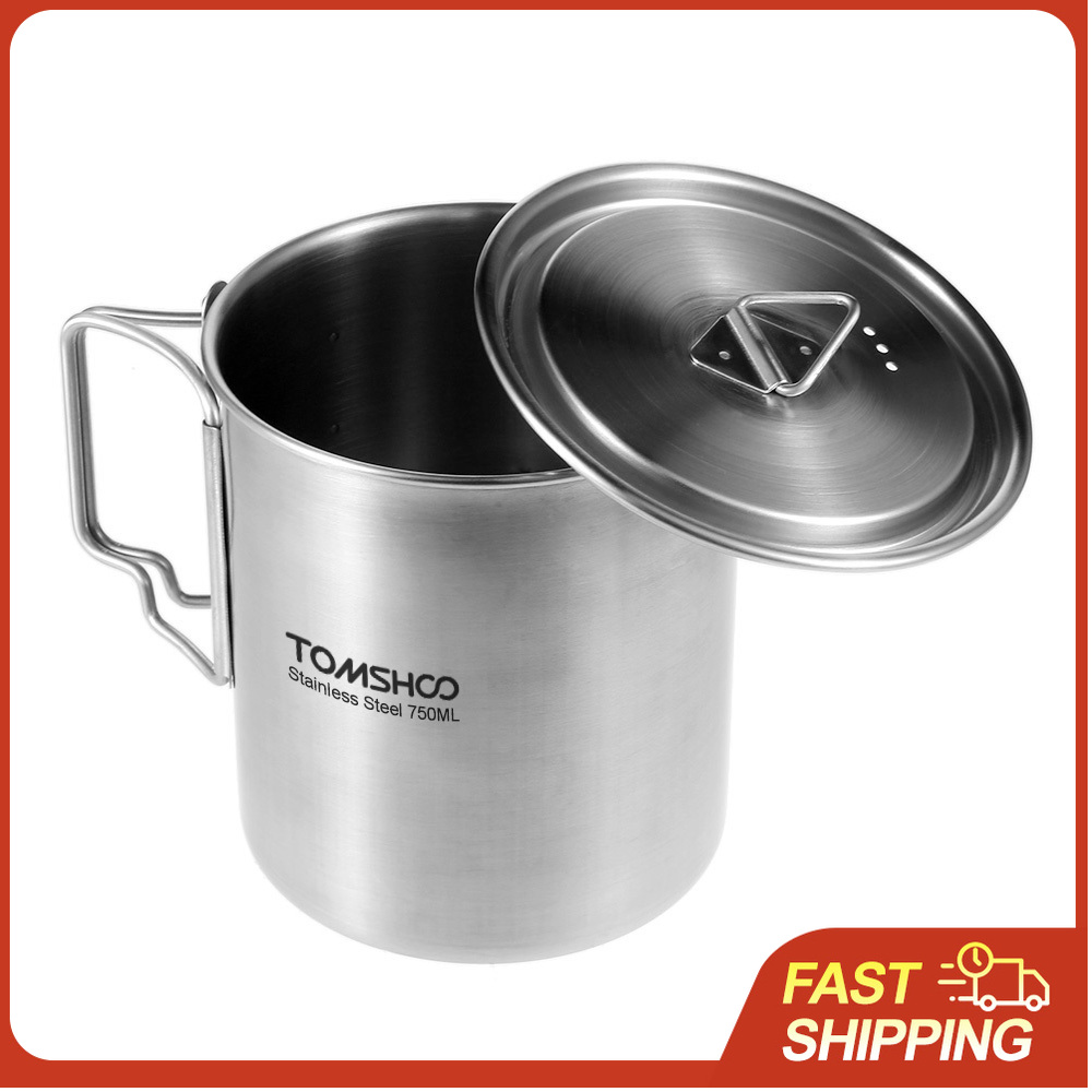 Camping Cooking Cup - TOMSHOO 750ml Stalowy Garnek Przenośny Kubek
