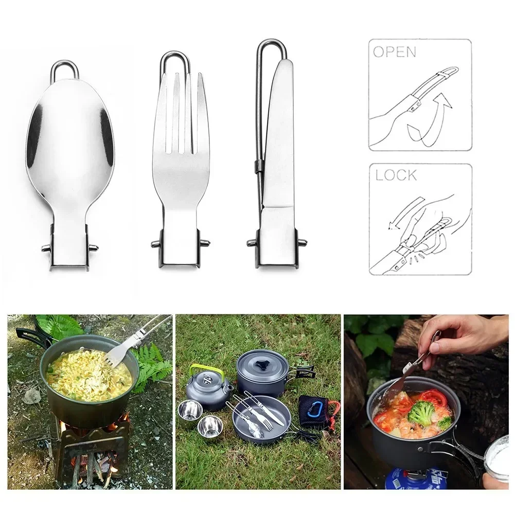 Camping Cooking Cutlery Set - 1 Zestaw Składane Sztućce Kempingowe Ze