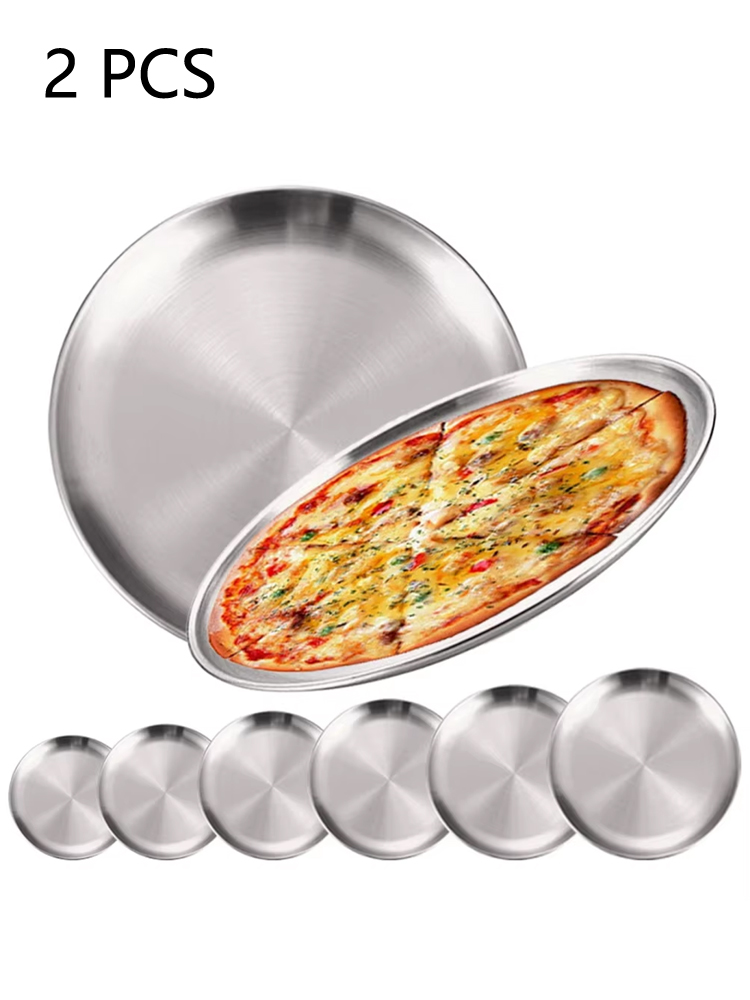 Camping Cooking Dishes - 2 szt. Okrągłe, srebrne, płytkie tace/talerze