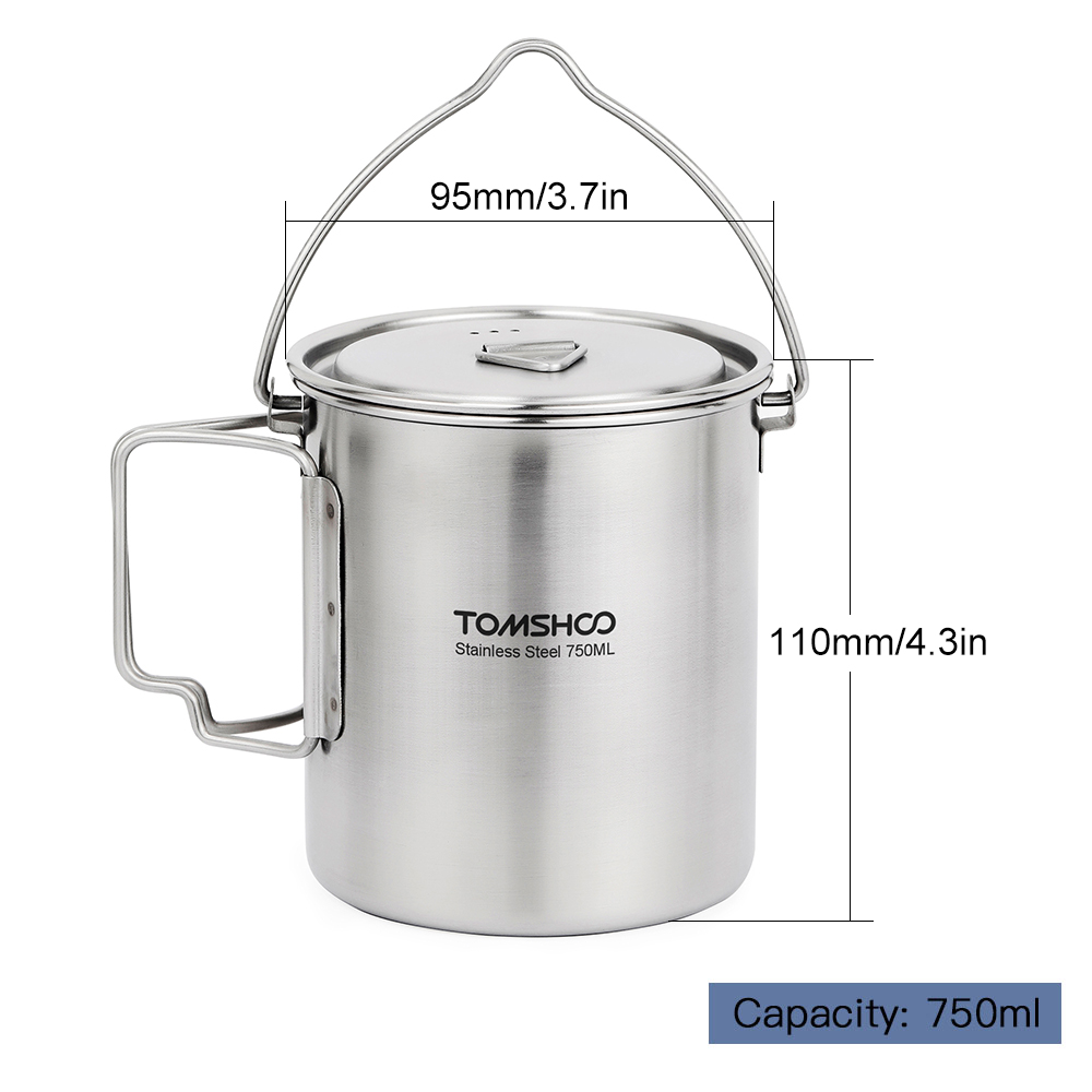 TOMSHOO 750ml Stalowy Garnek P – Camping Cooking Cup recenzja i cena